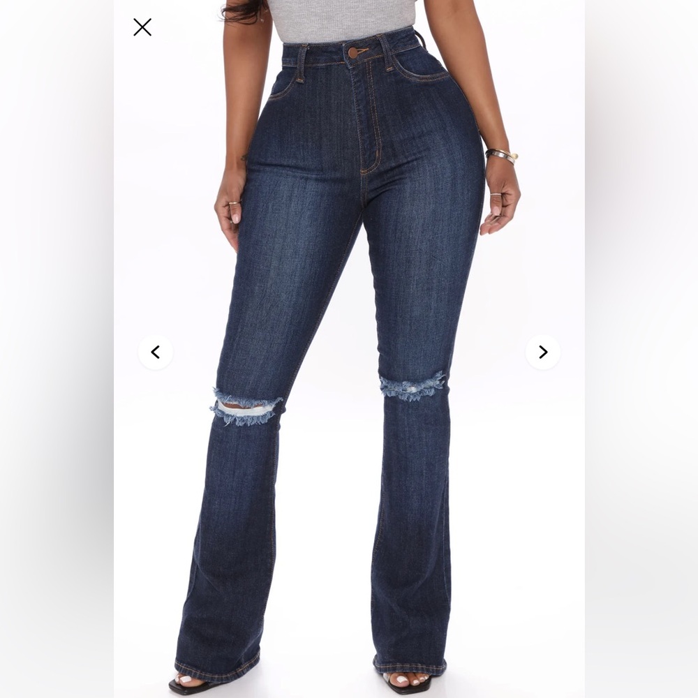 Fashion Nova Dark Blue Flare Jeans